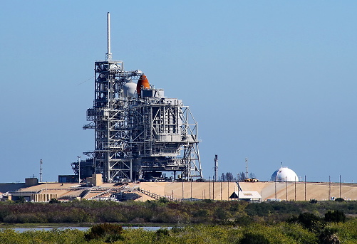 Space Shuttle Dicovery on the Launch Pad at the Kennedy Space Center, Florida.