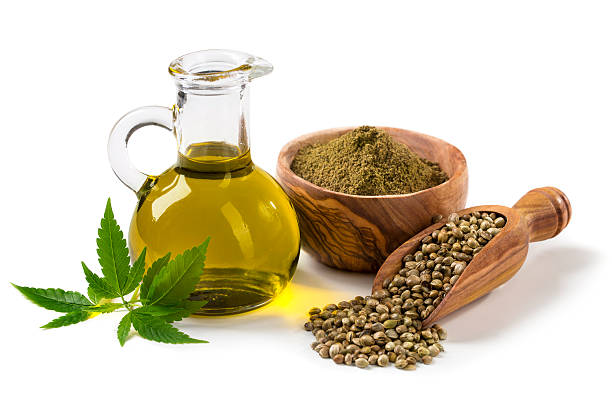 istock Hemp oil n a glass jar 520091280