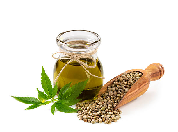 istock Hemp oil n a glass jar 520091302