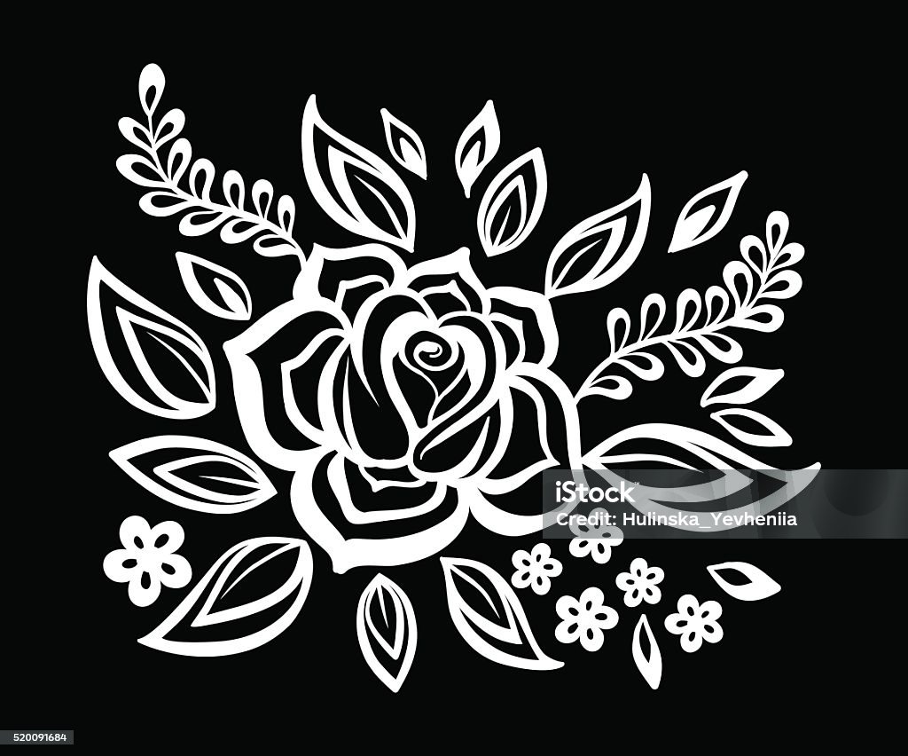 beautiful monochrome black and white flowers and leaves isolated. beautiful monochrome black and white flowers and leaves isolated. Floral design for greeting card and invitation of wedding, birthday, Valentine Day, mother day and seasonal holiday Art stock vector