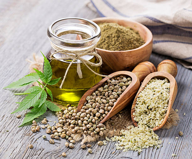 istock Hemp oil n a glass jar 520091810