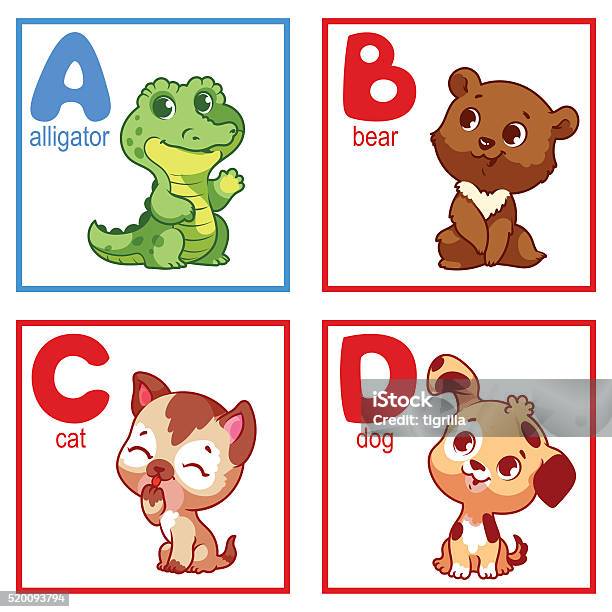An Alphabet With Cute Animals Stock Illustration - Download Image Now - Alligator, Alphabet, Animal