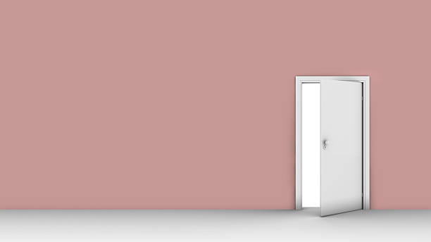 istock 3d illustration of wall with opened door 520096460