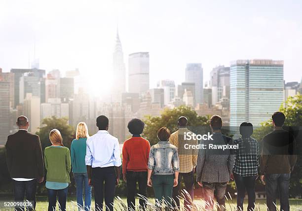 People Teamwork Togetherness Corporate Aspiration Rear View Conc Stock Photo - Download Image Now