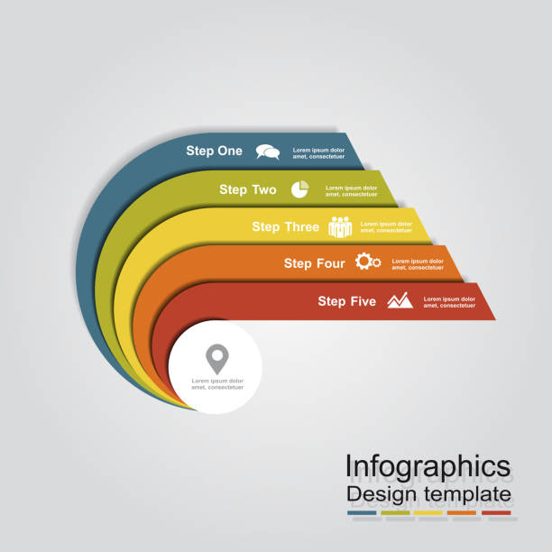 инфографика дизайн шаблон.   векторная иллюстрация - пять объектов stock illustrations