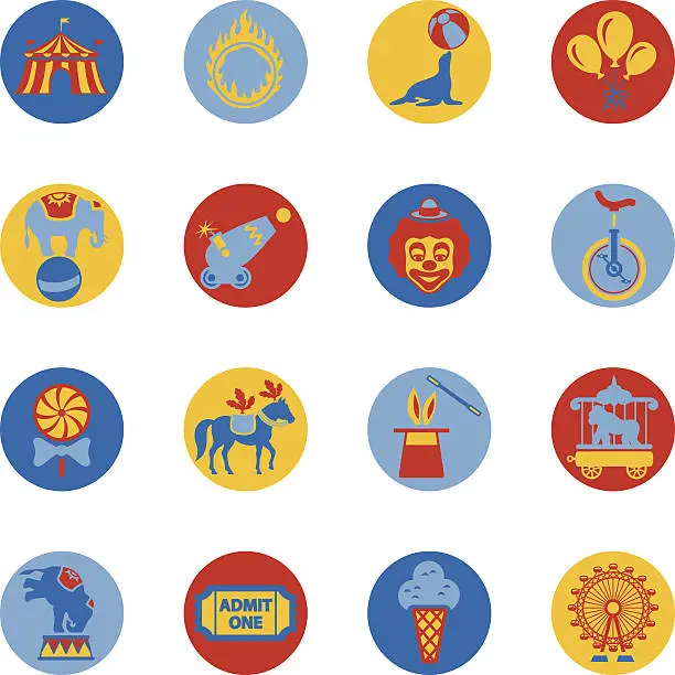 Vector illustration of Circus Icon Set