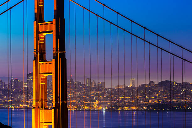 istock Golden Gate Bridge San Francisco sunset through cables 520117703
