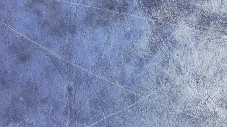 Flying over ice in spring