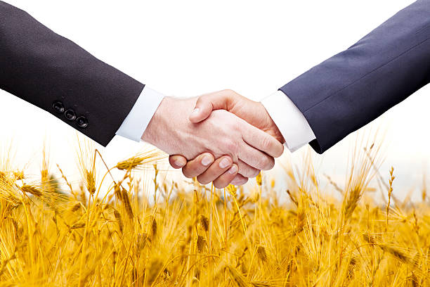 agricultural di handshake - business document achievement farm foto e immagini stock