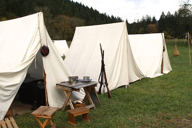 Civil War Encampment Civil War encampment at a reenactment reenactment stock pictures, royalty-free photos & images