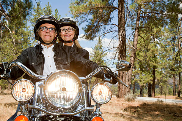 istock Senor couple with Motorcycle 520119731