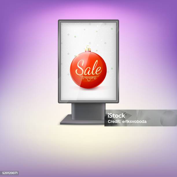 Black Lightbox With Red Christmas Tree Ball And Advertising Stock Illustration - Download Image Now