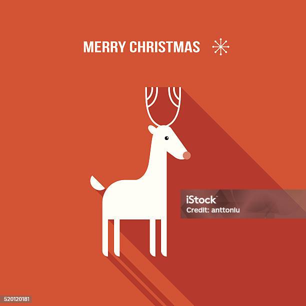 Christmas Deer Modern Flat Design Style Stock Illustration - Download Image Now - Abstract, Animal, Cartoon