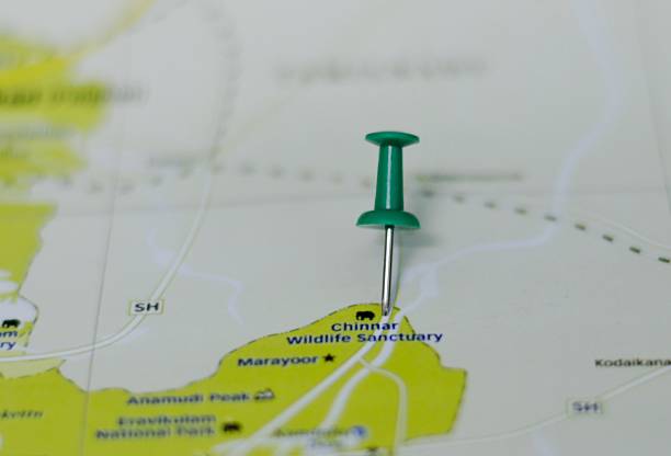 istock Chinnar Wildlife Sanctuary Marked on Map with Red Pushpin 520123932