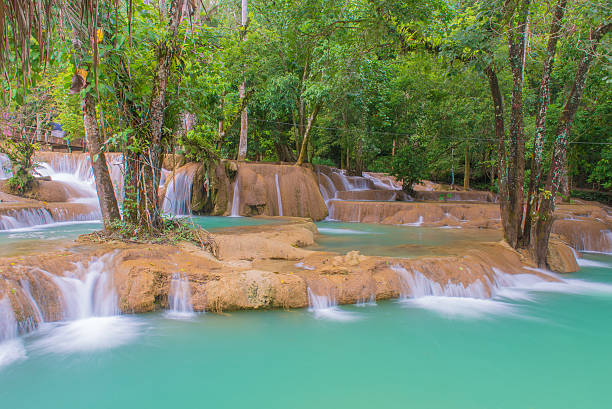 istock Waterfall in rain forest (Tat Kuang Si Waterfalls at Laos. 520124494