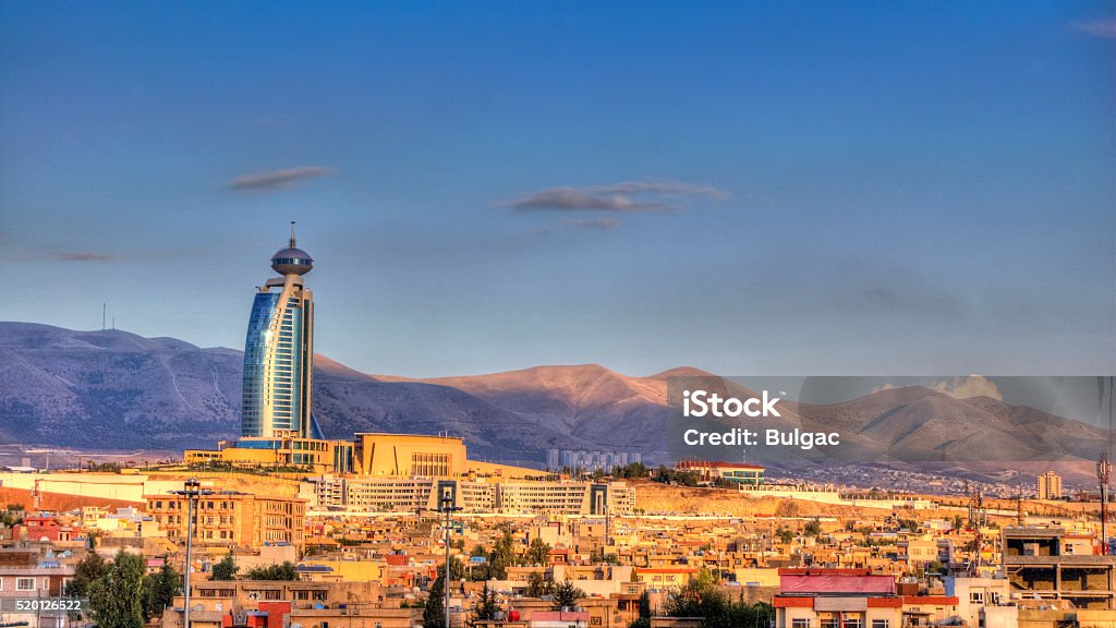 City of Sulaymaniyah - HDR Image Tone mapped HDR image of Sulaymaniyah (capital city of Sulaymaniyah Governorate) at sunset. Iraq Stock Photo