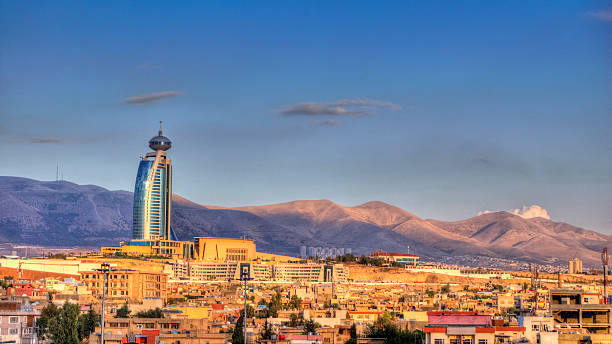 City of Sulaymaniyah - HDR Image Tone mapped HDR image of Sulaymaniyah (capital city of Sulaymaniyah Governorate) at sunset. iraq photos stock pictures, royalty-free photos & images