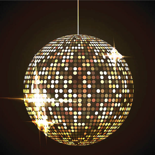 зеркальный диско шар векторный рисунок. гламурный безпека. светящийся элемент дизайна - music backgrounds gold star stock illustrations