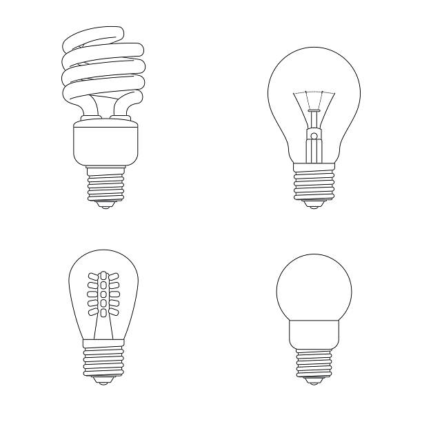 전등_스크류 캡 e 27가 - fluorescent light resourceful energy fuel and power generation stock illustrations