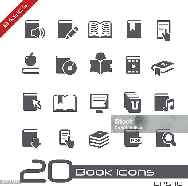 Ilustración de Iconos De Libro Nivel Básico y más Vectores Libres de Derechos de Ícono - Ícono, Libro, Lector de libros electrónicos