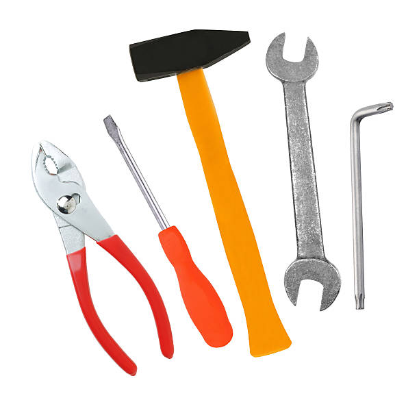 istock Hammer, screwdriver and wrenches isolated on white background 520129512