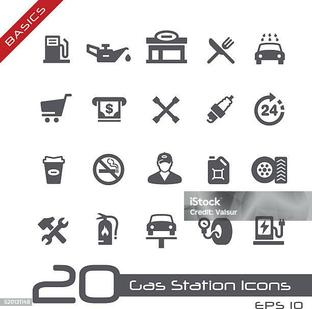 Gas Station Icons Basics Stock Illustration - Download Image Now - Icon Symbol, Oil Change, Auto Repair Shop