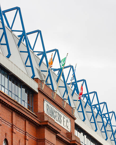 The Bill Struth Main Stand Glasgow, Scotland - July 26, 2014: The Bill Struth Main Stand at Ibrox Stadium, home of Glasgow Rangers Football Club in Scotland.  The stand is a category B listed building. ibrox stock pictures, royalty-free photos & images
