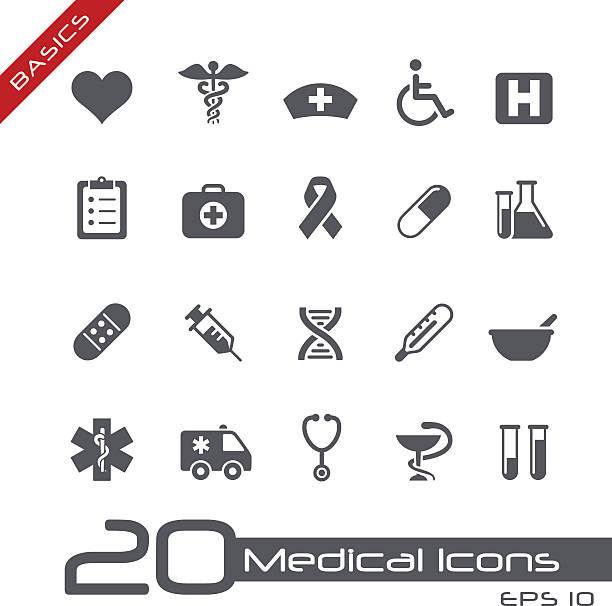 ilustraciones, imágenes clip art, dibujos animados e iconos de stock de médicos icons// basics - medicina de emergencia