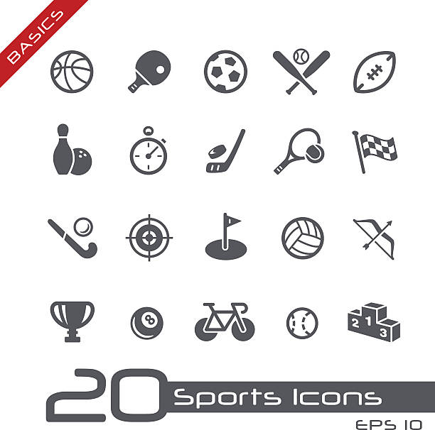 ilustraciones, imágenes clip art, dibujos animados e iconos de stock de deportes iconos-conceptos básicos - hockey sobre hierba