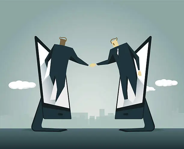 Vector illustration of Handshake, Meeting, Global Business,Business