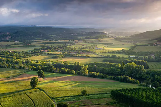 View on the Dordogne on a beautiful summer  morning from the old village Domme