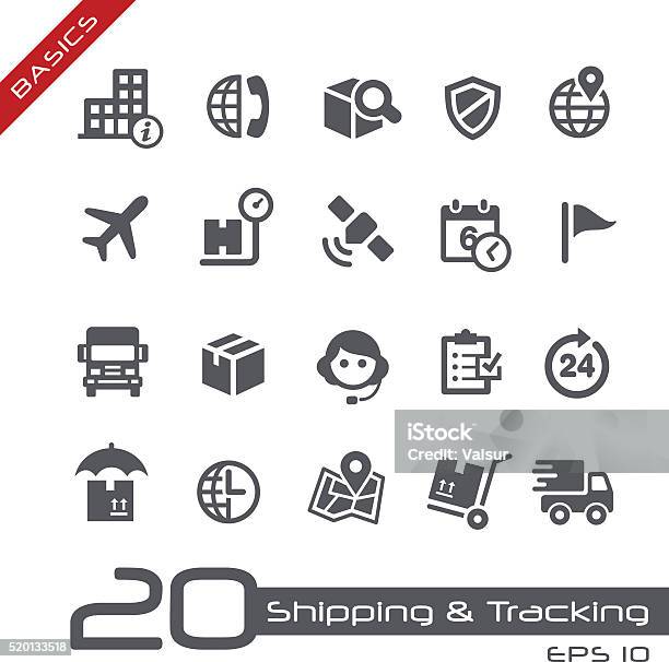 Shipping Tracking Icons Basics Stock Illustration - Download Image Now - Icon Symbol, Crate, Weight Scale