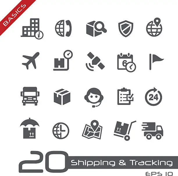 Vector illustration of Shipping & Tracking Icons // Basics