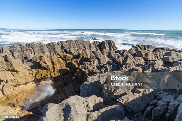 Pancake Rocks At Punakaiki Stock Photo - Download Image Now - Coastline, Eroded, Horizontal