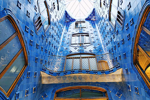 Barcelona, Spain- September 4, 2014:  Interior and inner chambers Gaudi's  creation house Casa Batlo. The building that is now Casa Batllo was built in 1877 by Antoni Gaudi, and now commissioned by Lluis Sala Sanchez. September 04, 2014 in Barcelona, Spain.