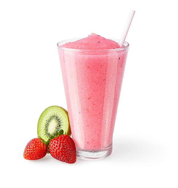 istock Strawberry Kiwi Smoothie with Garnish on White Background 520134707