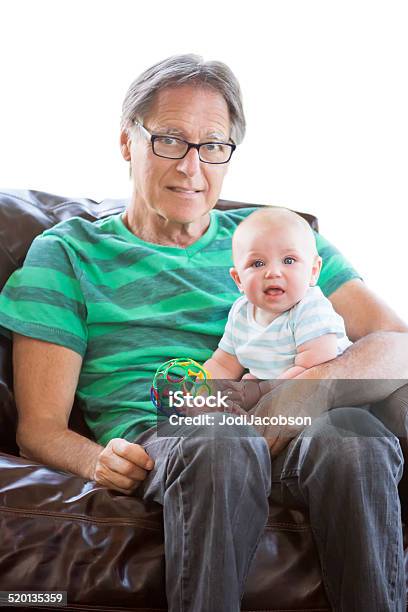 Grandfather Holding His Baby Grandson Stock Photo - Download Image Now - Males, Senior Adult, Adult