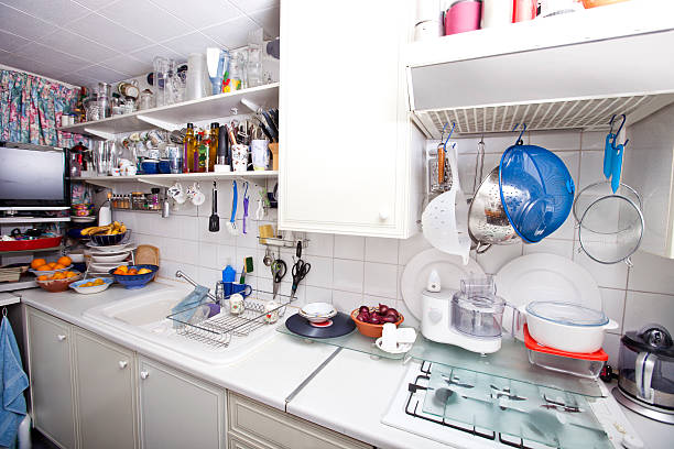 istock Interior of domestic kitchen with utensils and shelves 520136907