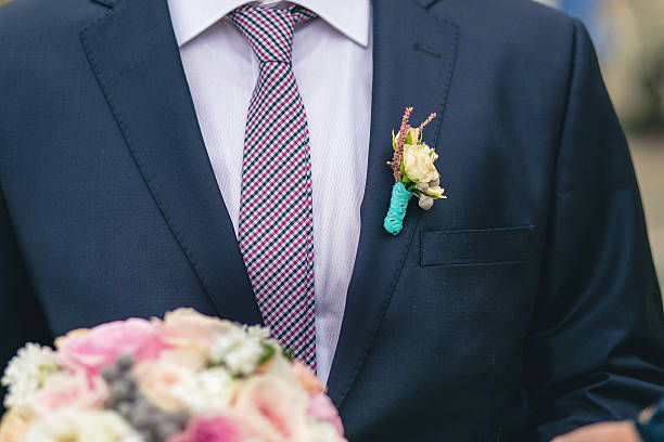 istock Wedding boutonniere on suit 520137252