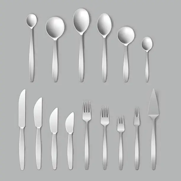 Vector illustration of Cutlery set of of forks spoons and knifes