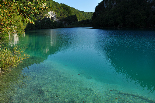 Beautiful turquoise lake in Plitvice National Park, Croatia