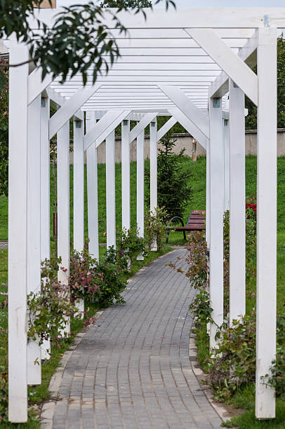 istock white wooden arch tunnel 520162899