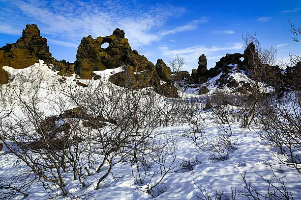 Photo of Dimmu Borgir rock formation in Iceland