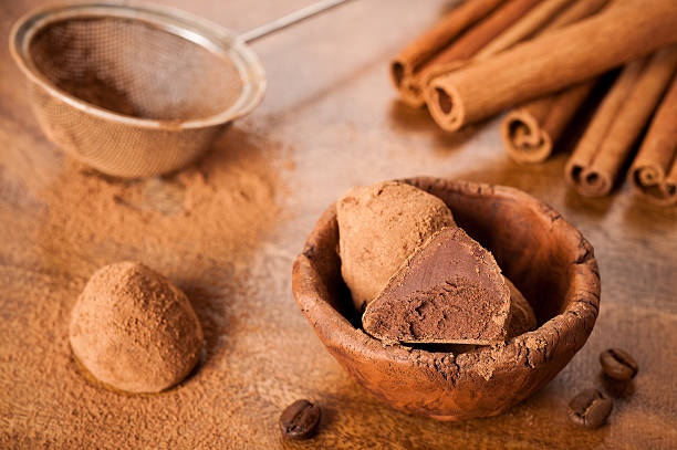 istock Sweets Chocolate truffles  with cocoa powder 520164113