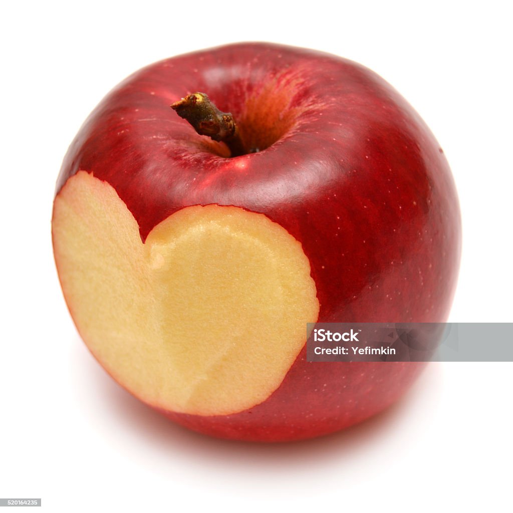 Apple Apple with a heart isolated on white background Apple - Fruit Stock Photo