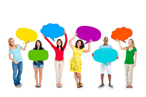 istock Multiethnic Group of People with Speech Bubbles 520165349