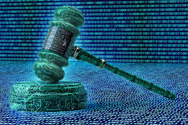 legal computer judge concept, cyber gavel,3D illustration