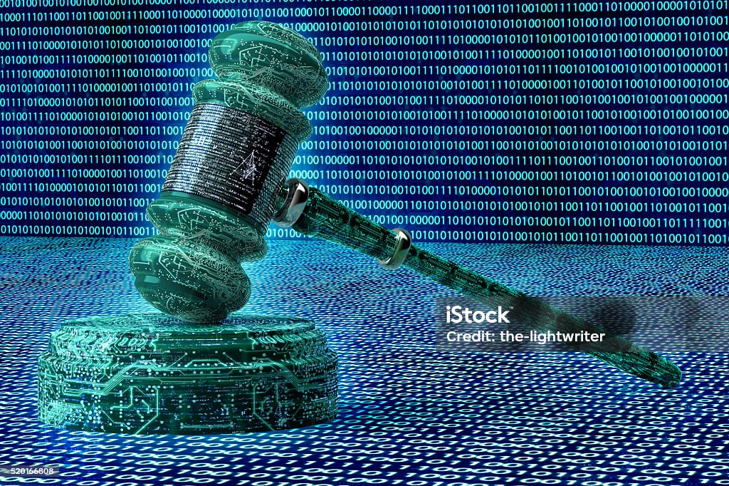 legal computer judge concept, cyber gavel,3D illustration Law Stock Photo