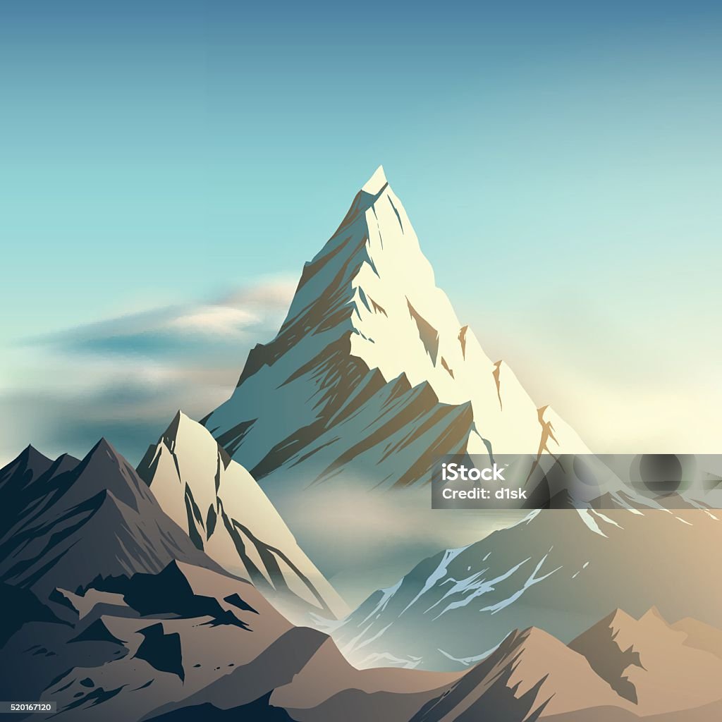 Mountain illustration Mountain with clouds illustration in vector Mountain stock vector