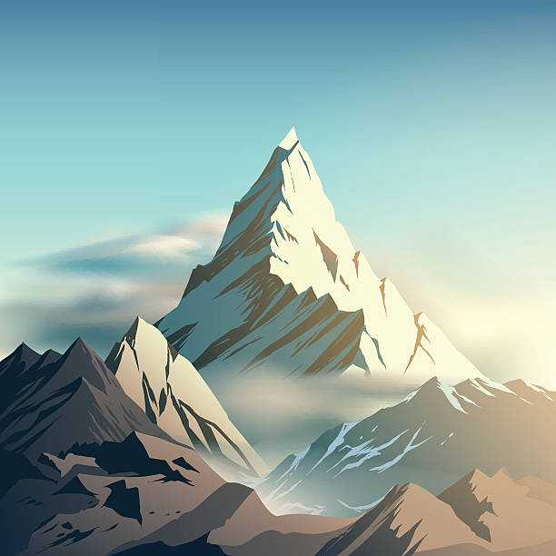 Mountain illustration Mountain with clouds illustration in vector hiking backgrounds stock illustrations